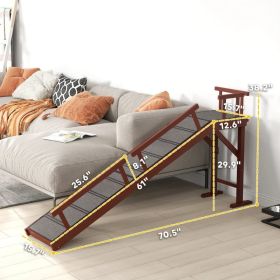PawHut Wooden Dog Ramp With Removable Guardrails, Non-Slip Surface, (Option: Brown and Gray)